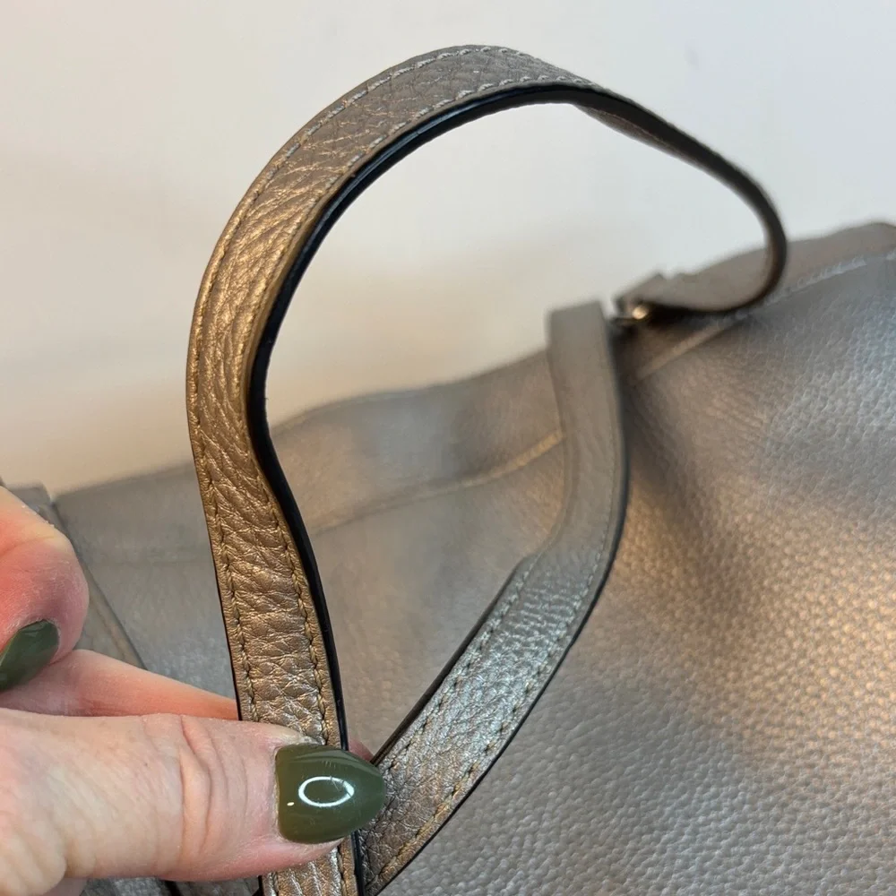 Rebecca‎ Minkoff Megan Large Tote Silver Leather Metallic Like New!!